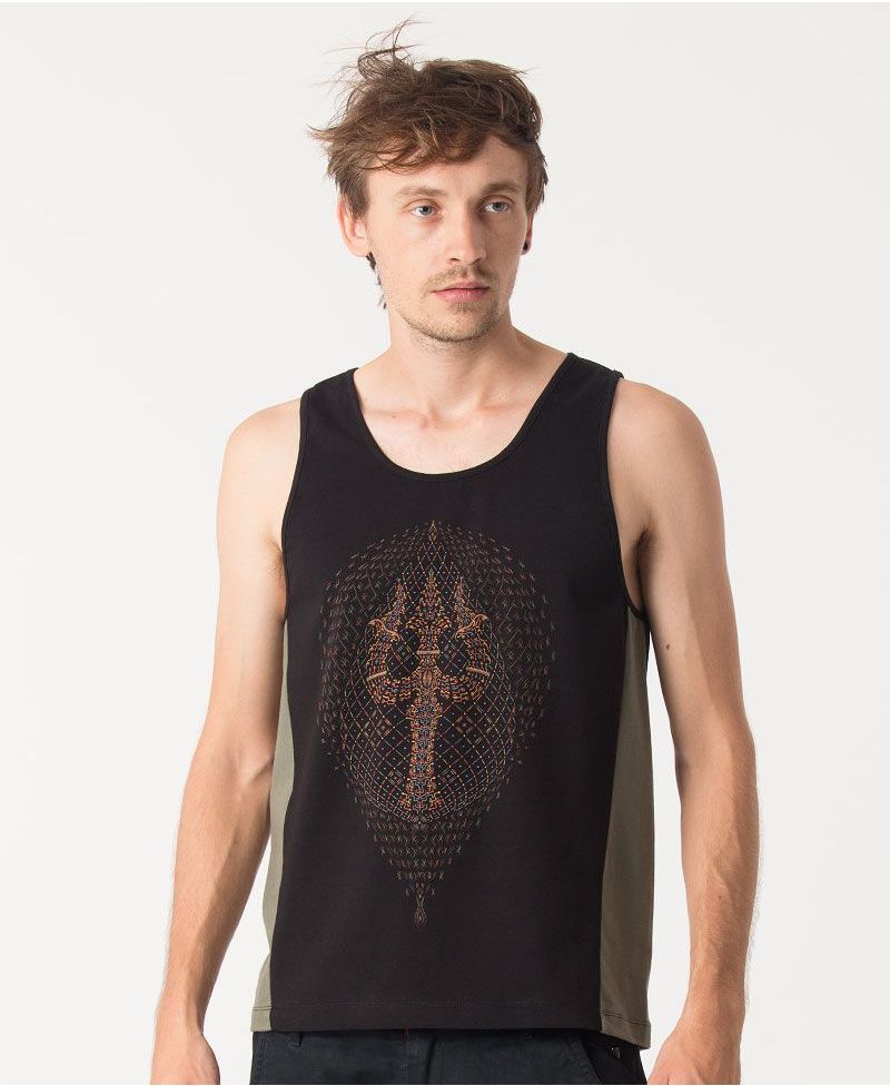 Trishula Tank Top ➟ Green + Black