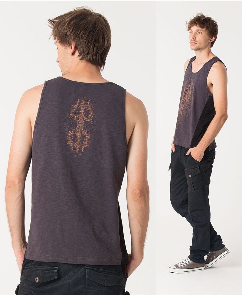 Trishula Tank Top ➟ Grey + Black