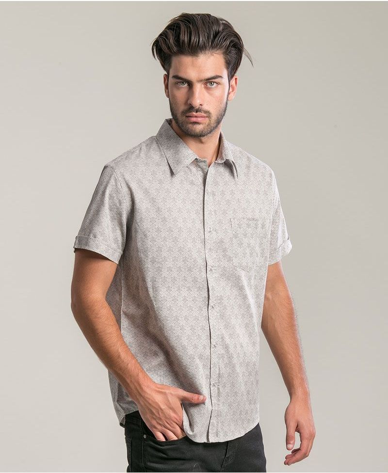 Kubic Button Shirt ➟ Light Grey