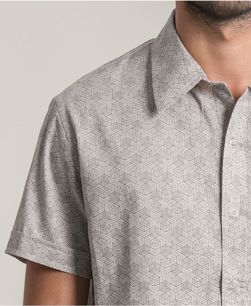 Kubic Button Shirt ➟ Light Grey