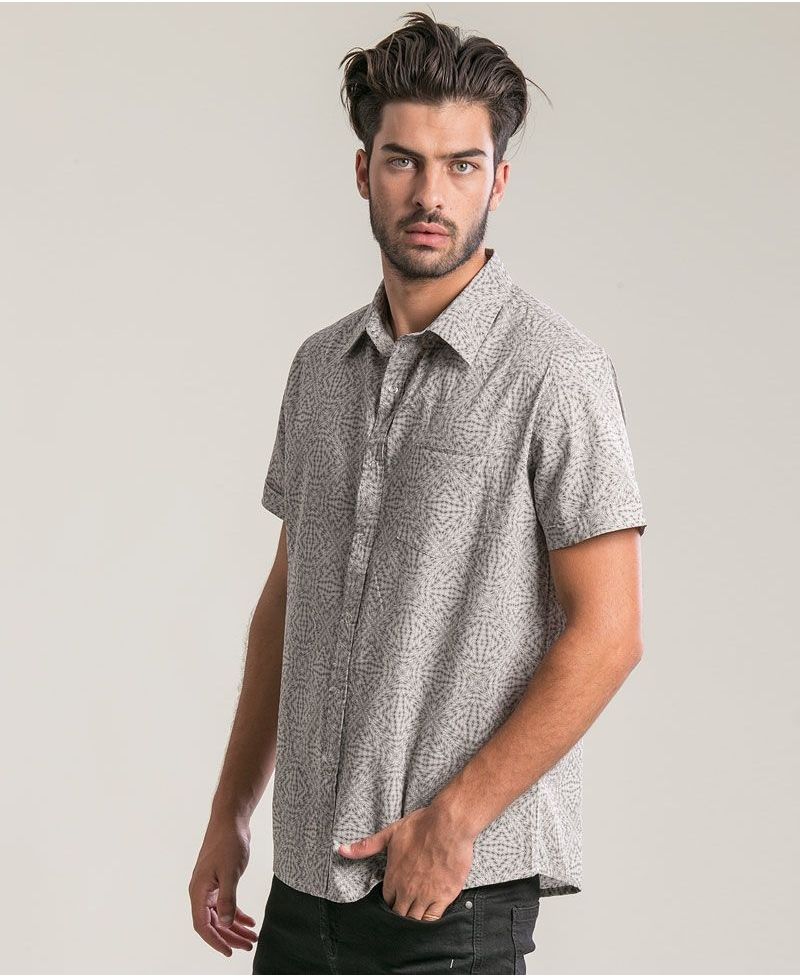 Hexit Button Shirt ➟ Light Grey