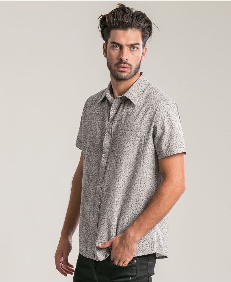 psychedelic clothing mens button up shirt light grey