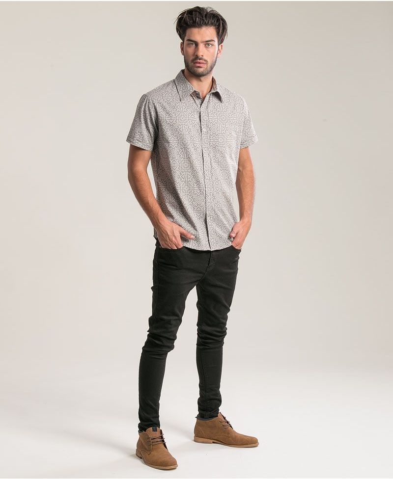 Hexit Button Shirt ➟ Light Grey