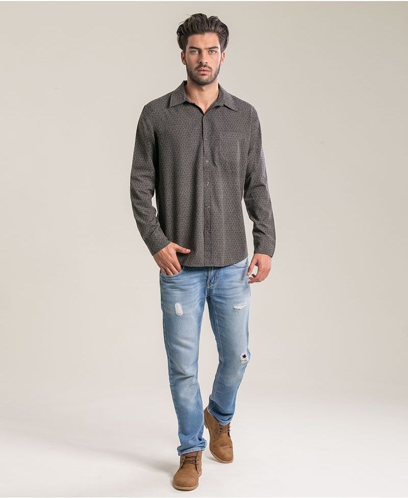 Seeds Long Button Shirt ➟ Grey