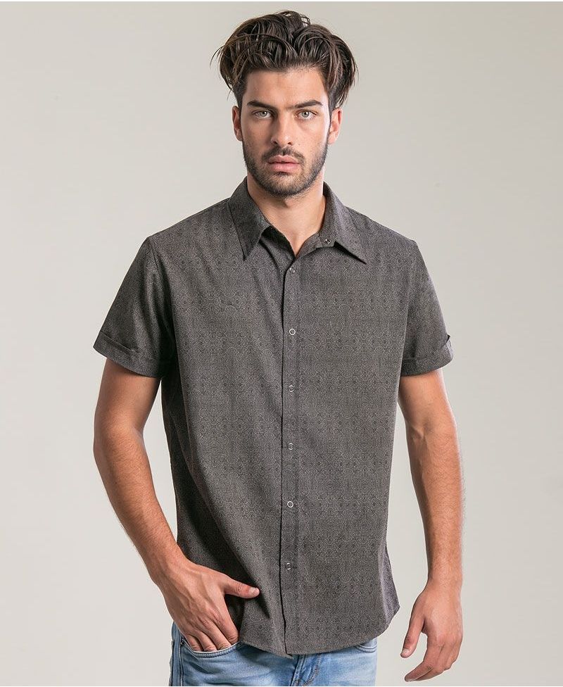 Shipibo Kené Button Shirt ➟ Grey