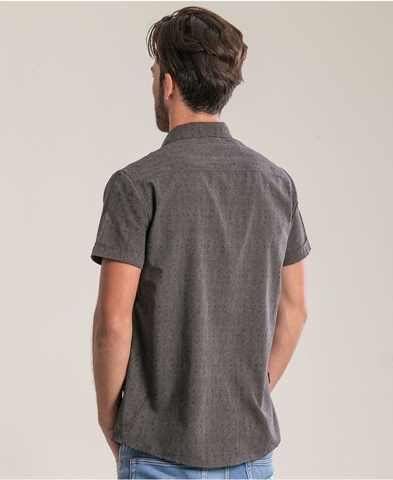 Shipibo Kené Button Shirt ➟ Grey