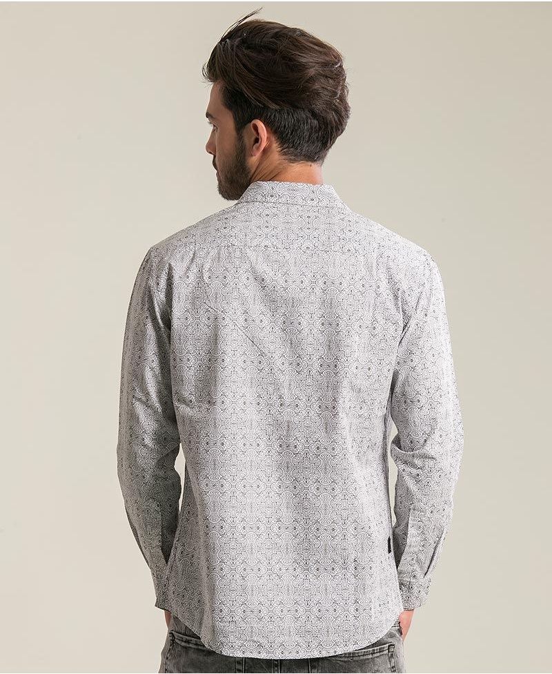 Shipibo Kené Long Button Shirt ➟ White