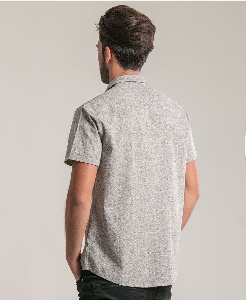 Shipibo Kené Button Shirt ➟ Light Grey