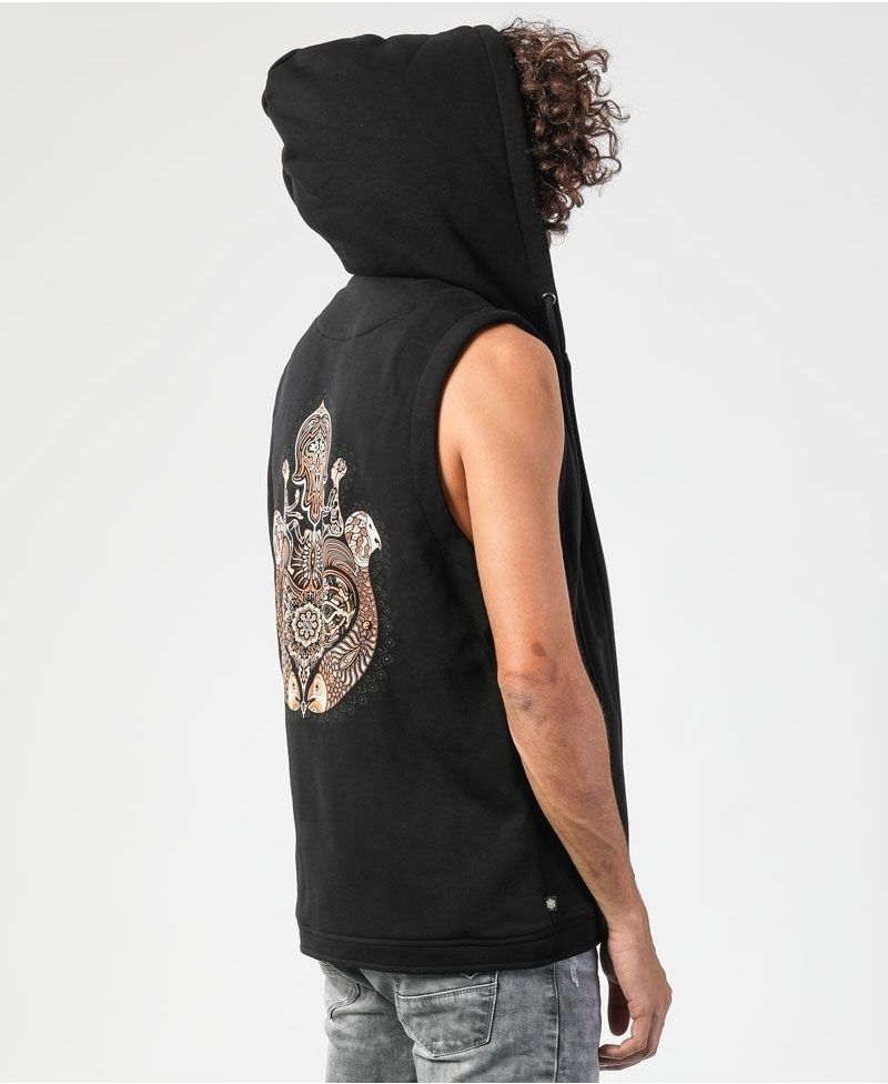 Hamsa Hooded Vest ➟ Black