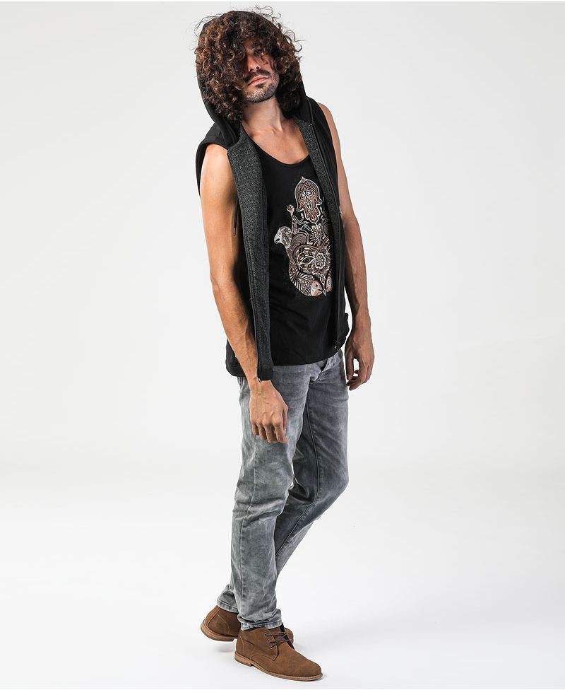 Hamsa Hooded Vest ➟ Black
