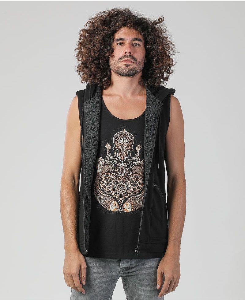 Hamsa Hooded Vest ➟ Black
