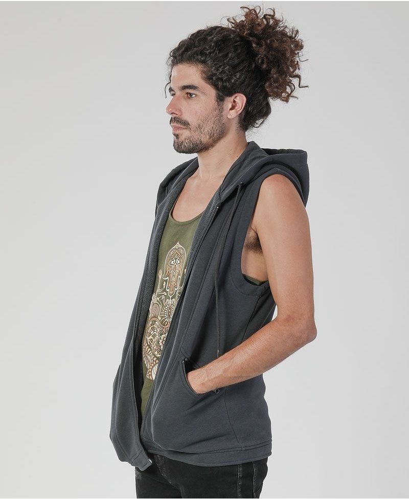 Hamsa Hooded Vest ➟ Grey