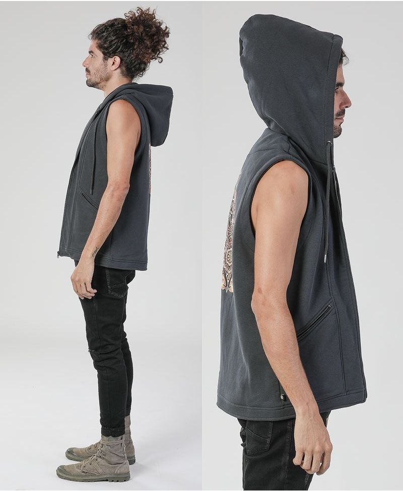 Hamsa Hooded Vest ➟ Grey
