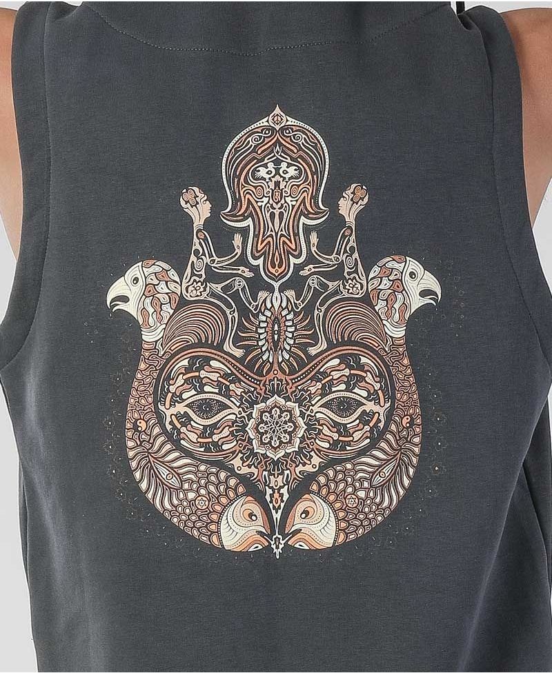 Hamsa Hooded Vest ➟ Grey