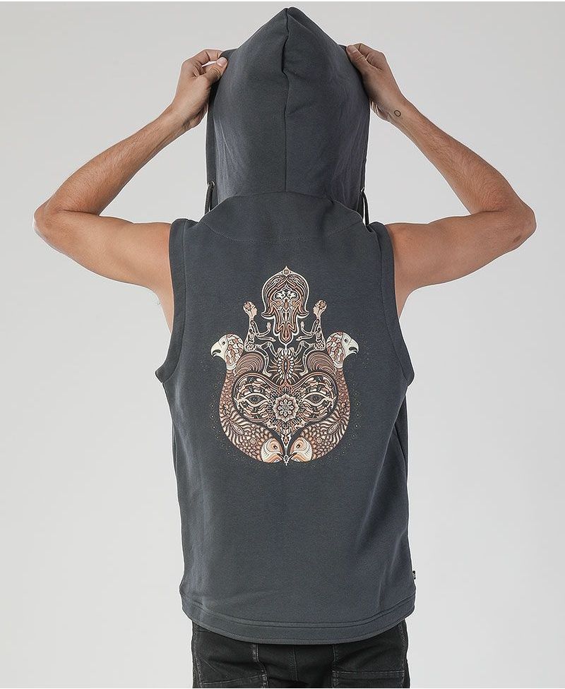 Hamsa Hooded Vest ➟ Grey