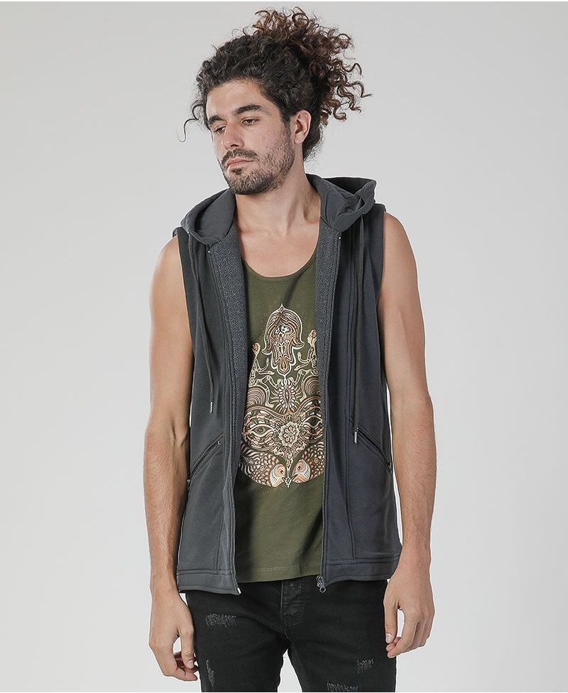 Hamsa Hooded Vest ➟ Grey