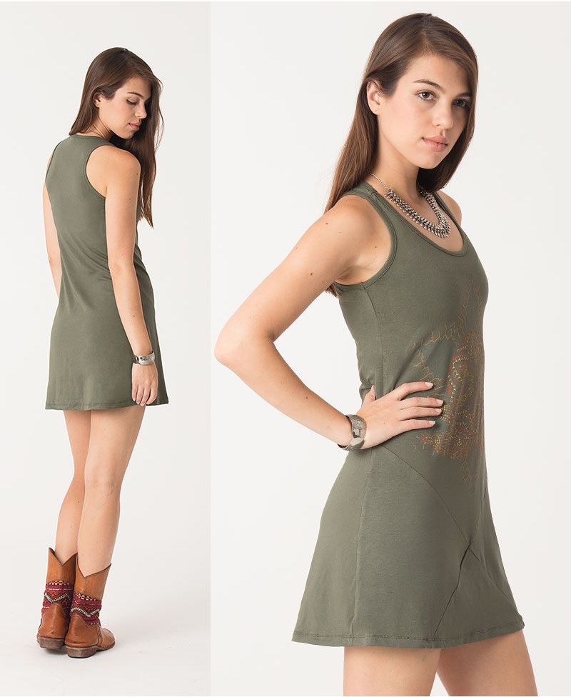 Anahata Tunic Dress ➟ Grey / Green