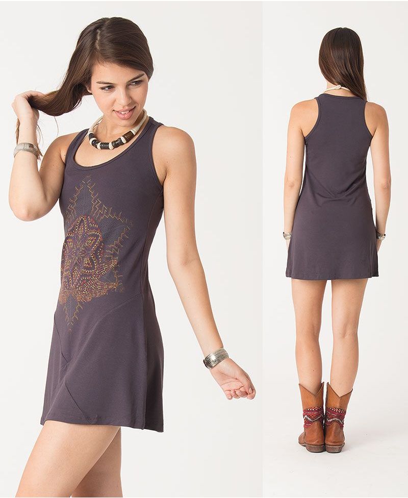 Anahata Tunic Dress ➟ Grey / Green