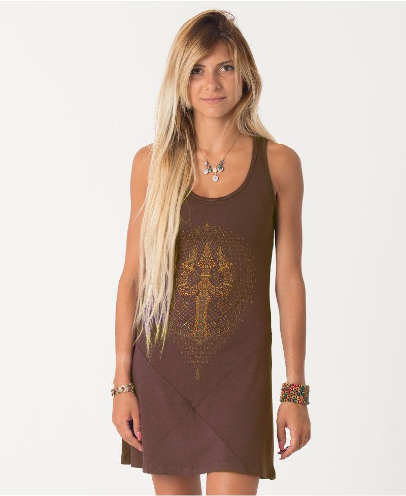 Trishula Tunic Dress ➟ Brown / Stone