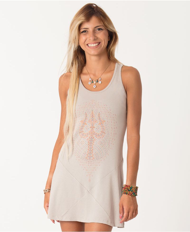 Trishula Tunic Dress ➟ Brown / Stone