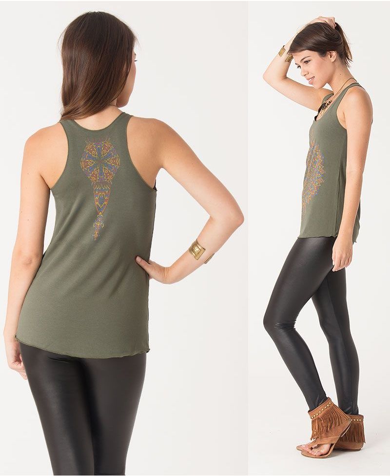 Mexica Top ➟ Green / Grey 
