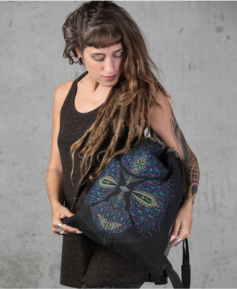 Sikuli Drawstring Backpack ➟ Black & Grey