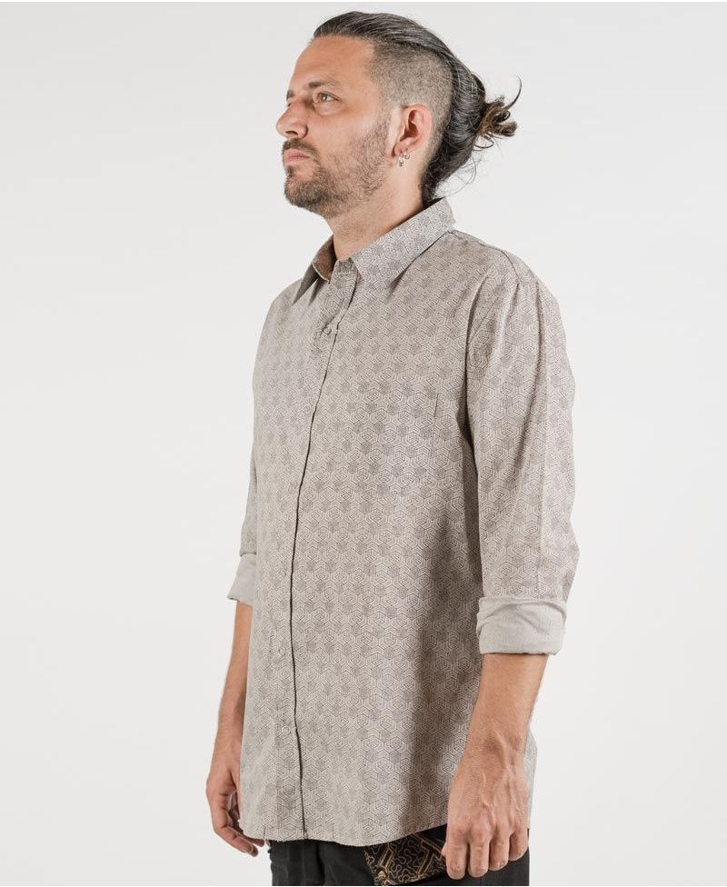 Kubic Long Button Shirt ➟ Light Grey