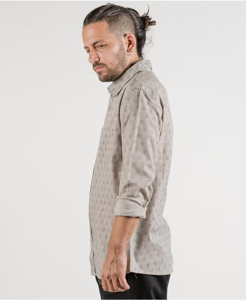 Kubic Long Button Shirt ➟ Light Grey