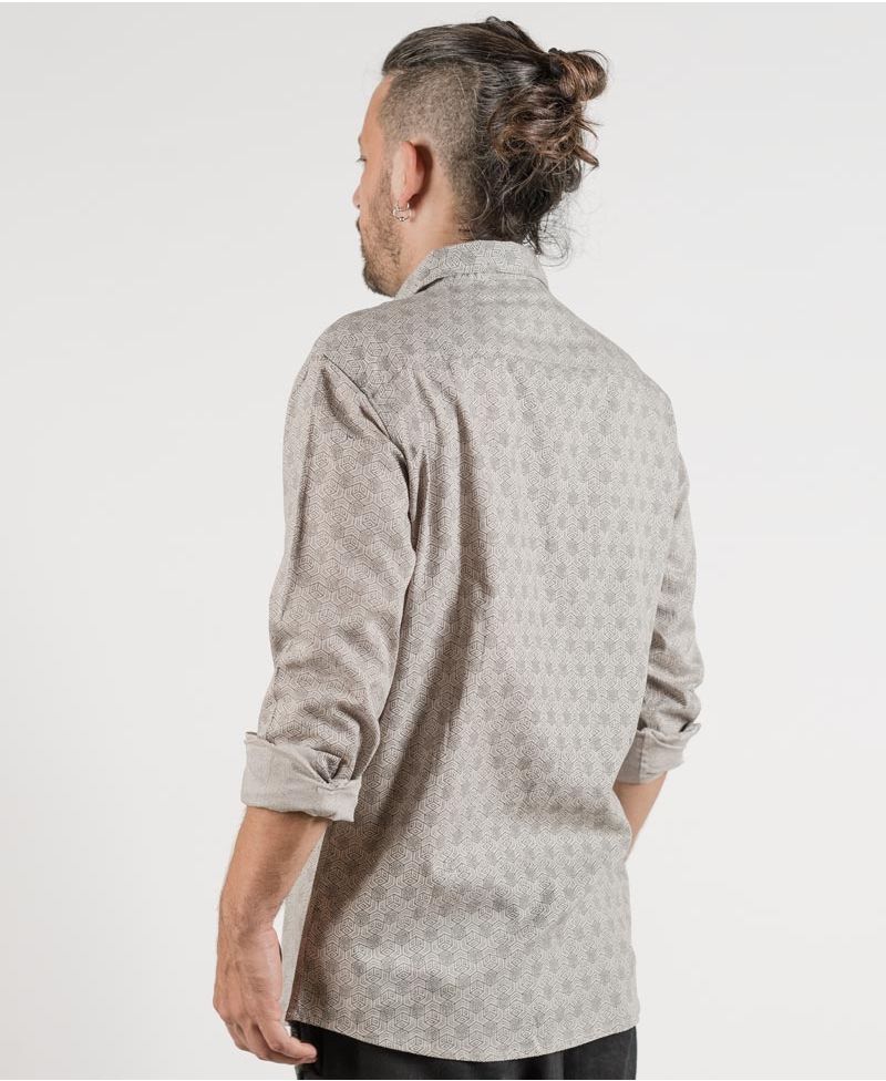 Kubic Long Button Shirt ➟ Light Grey