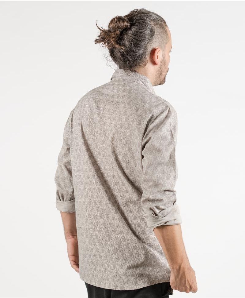 Kubic Long Button Shirt ➟ Light Grey