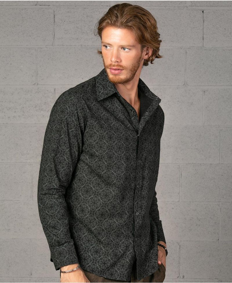 Squarcle Long Button Shirt ➟ Black