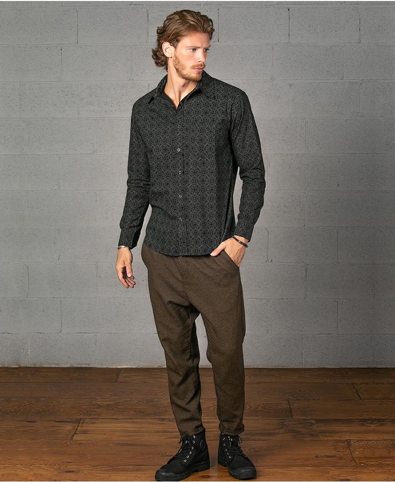 Squarcle Long Button Shirt ➟ Black