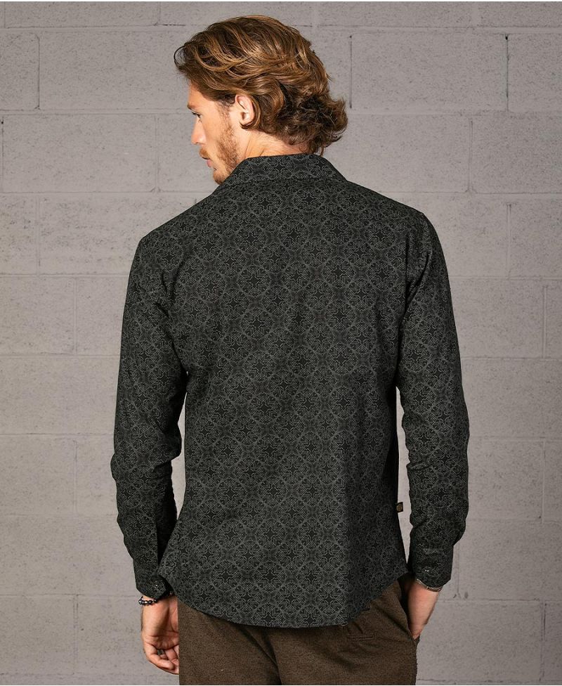 Squarcle Long Button Shirt ➟ Black