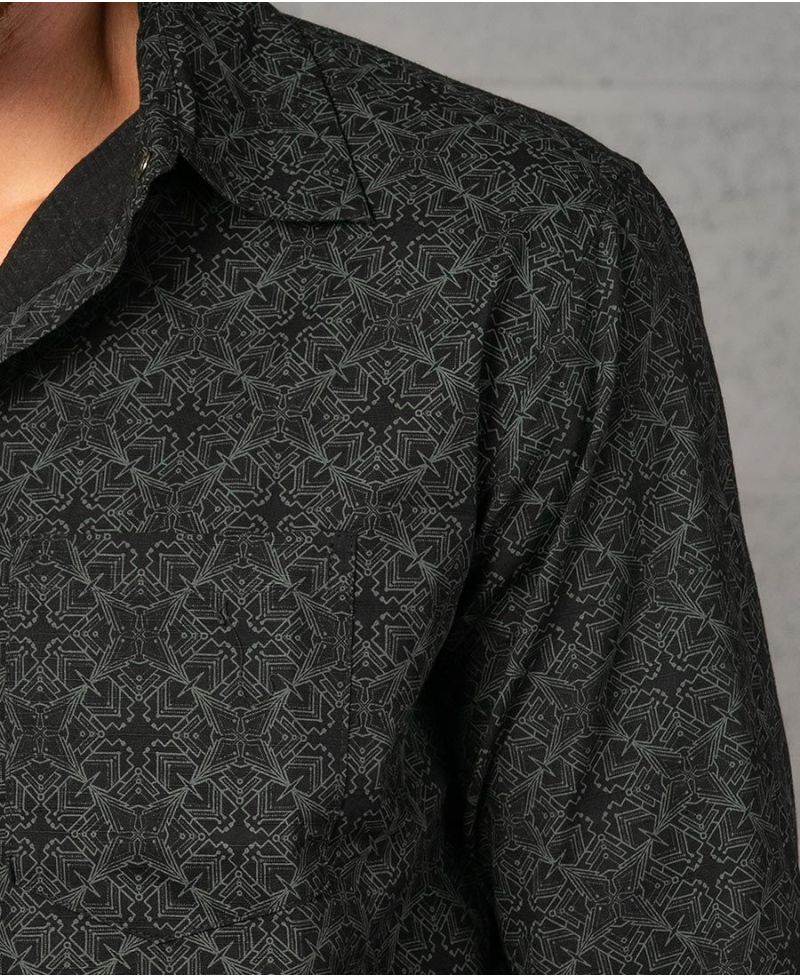 Squarcle Long Button Shirt ➟ Black