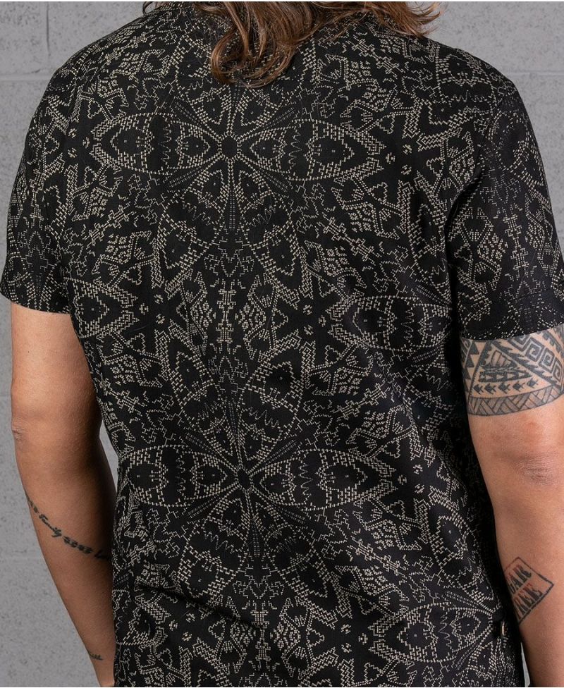 black men button up shirt mandala print