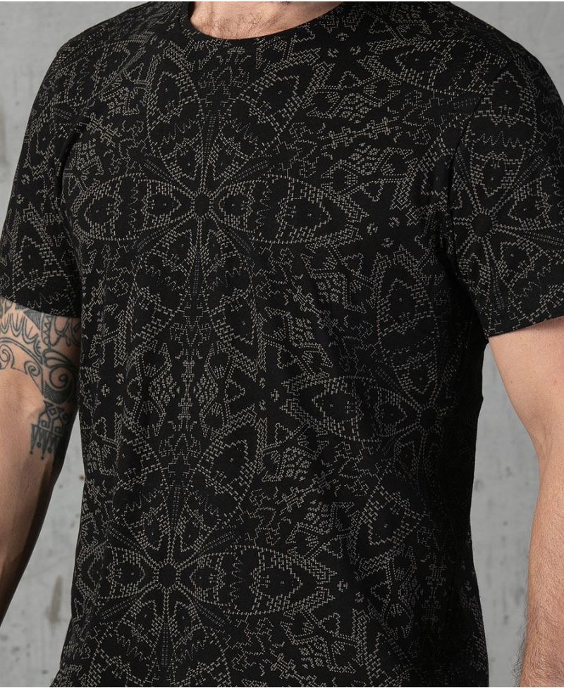 psychedelic full print black t shirt urban streetwear men