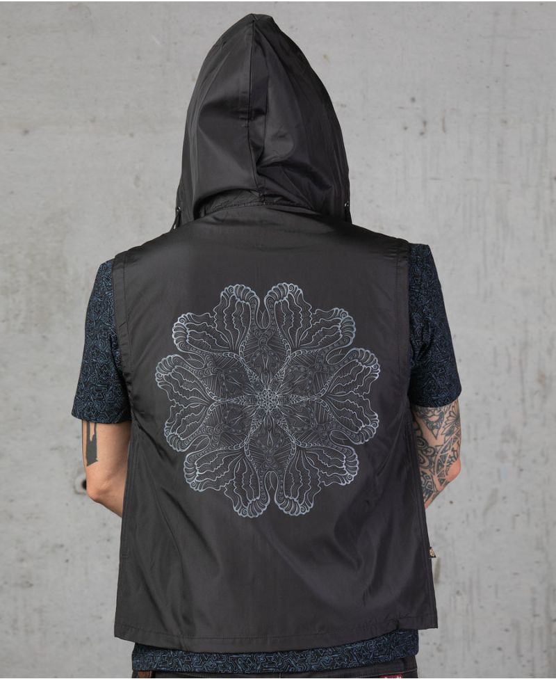 psychedelic vest for men with hoodie 