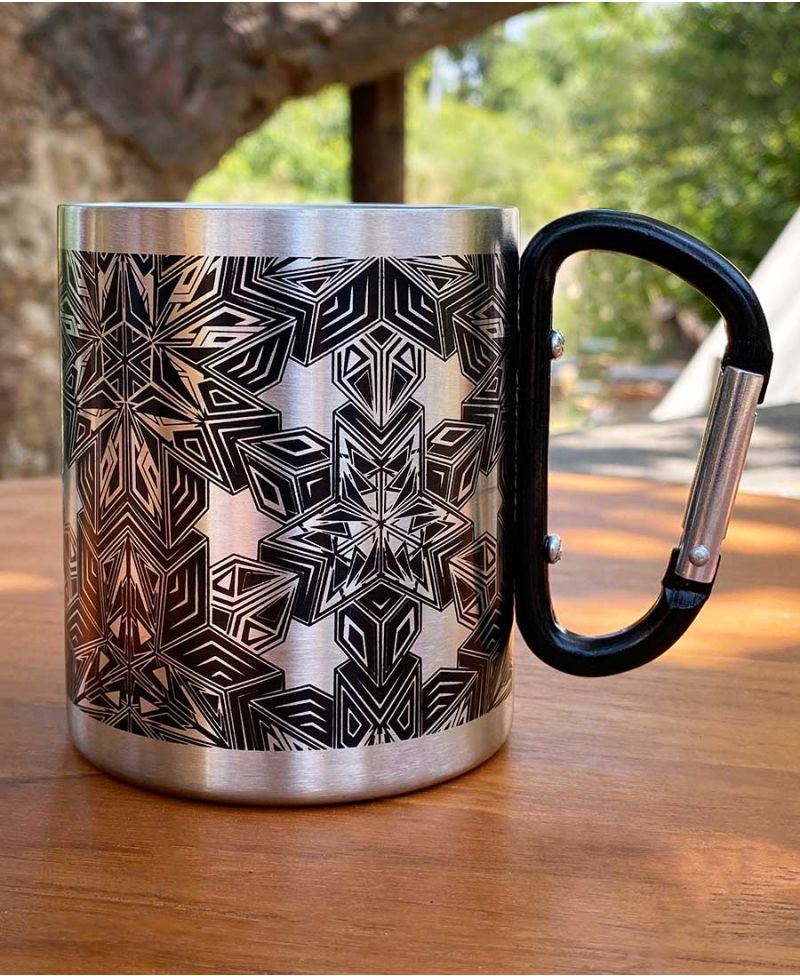 Psychedelic Print Stainless Steel Travel Mug With Clip Handle 