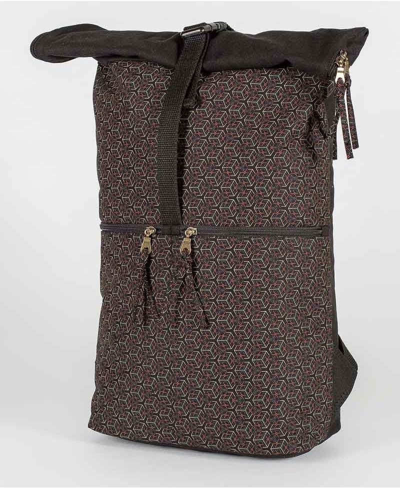psy trance canvas roll top backpack for laptop geometric cubicle