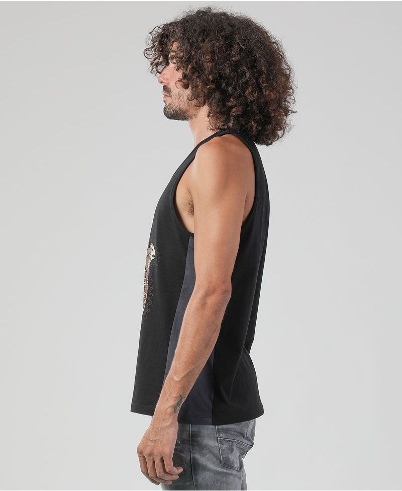 Hamsa Tank Top ➟ Grey + Black