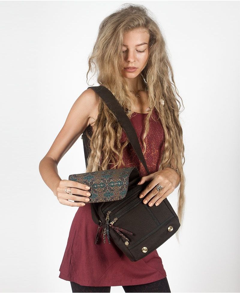 Shipibo Kené CrossBody Bag - Black