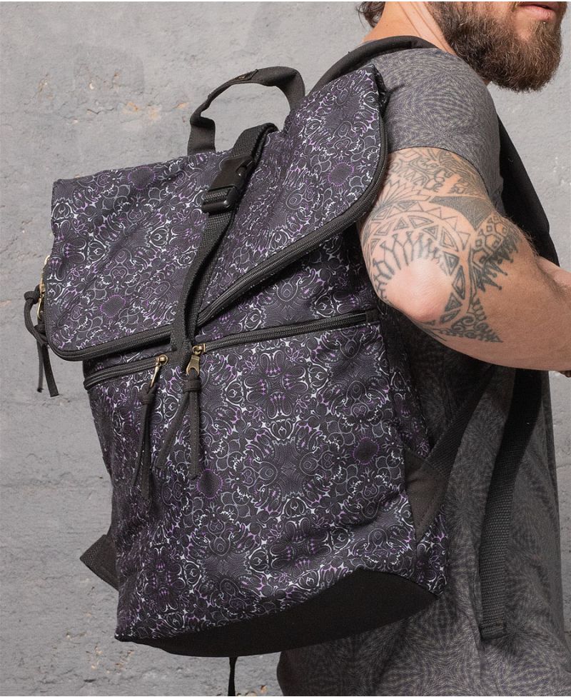 psychedelic roll top backpack