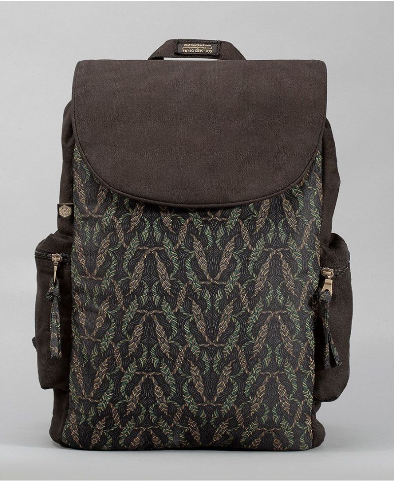 Canvas laptop backpack 15.6 inch black tribal print