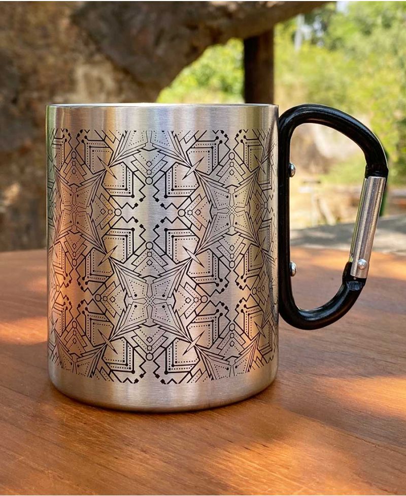 Psychedelic Stainless Steel Travel Mug With Clip Handle 