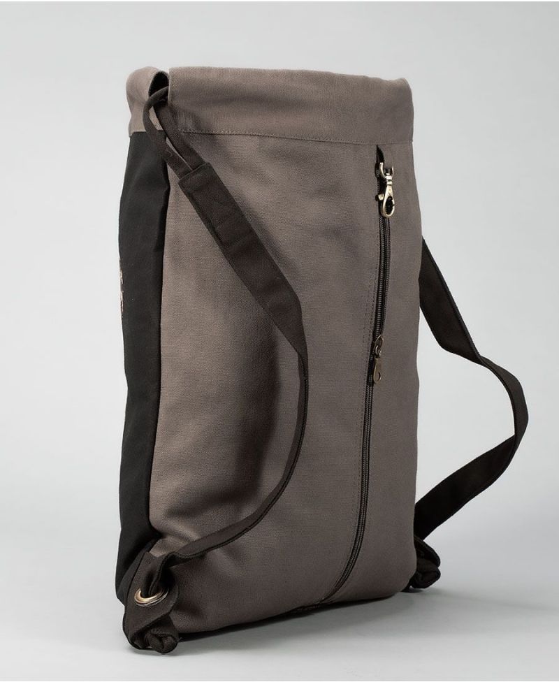 Trishula Drawstring Backpack ➟ Black & Grey 