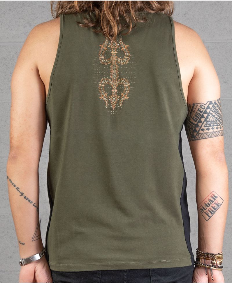 Trishula Tank Top ➟ Green + Black