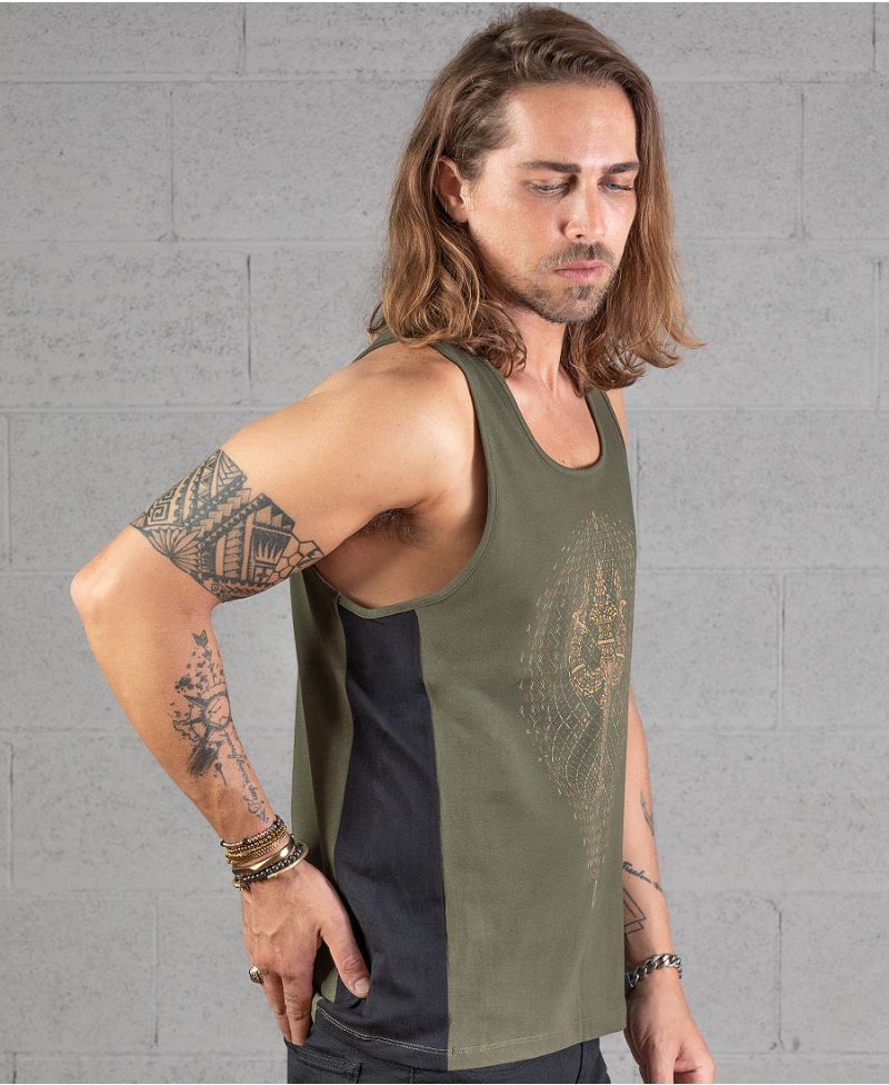 Trishula Tank Top ➟ Green + Black