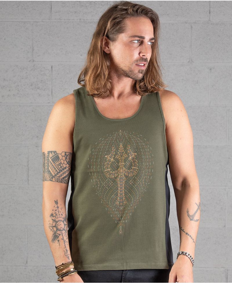 Trishula Tank Top ➟ Green + Black