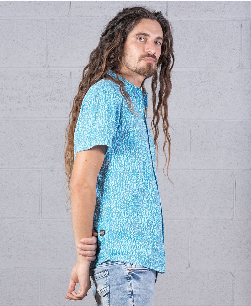 Melon Button Shirt ➟ Turquoise