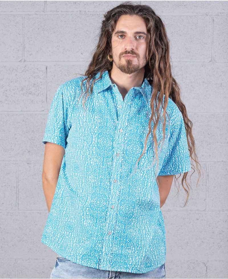 Melon Button Shirt ➟ Turquoise